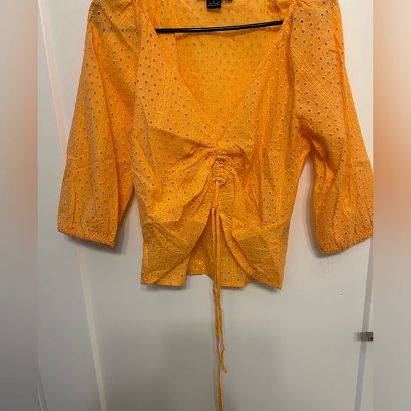 Sanctuary Washed Melon Eyelet Drawstring Blouse - Picture 4 of 7